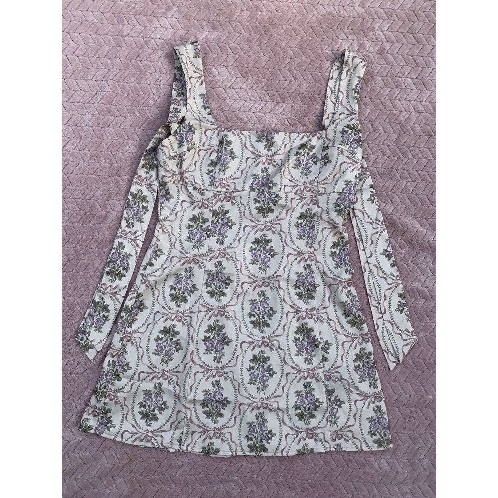 Urban Outfitters Strapped Satin Mini Dress Floral Bows Medium NWT $59 Price Tag